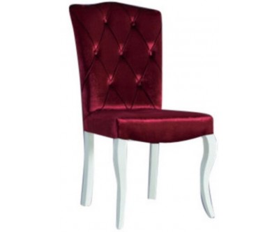Chaise de salle à manger design velvet rouge capitonnée GALBE