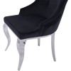 Chaises design capitonné avec pied baroque en acier inoxydable poli et recouvrement en velours noir avec anneau BARON