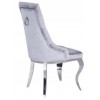 Chaises design capitonné avec pied baroque en acier inoxydable poli et recouvrement en velours gris avec anneau BARLON