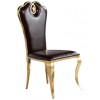 Chaises design pied baroque en inoxydable GOLD poli et recouvrement en simili cuir noir LIMONE