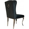 Chaises design capitonné avec pied baroque en acier inoxydable poli en velours noir avec anneau sur le dossier ELIPSE