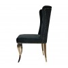 Chaises design capitonné avec pied baroque en acier inoxydable poli en velours noir avec anneau sur le dossier ELIPSE