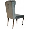 Chaises design capitonné avec pied baroque en acier inoxydable poli en velours gris avec anneau sur le dossier ELIPSE