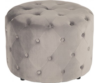 Pouf chesterfield 60cm gris argent rond