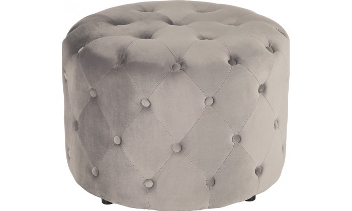 Pouf chesterfield 60cm gris argent rond