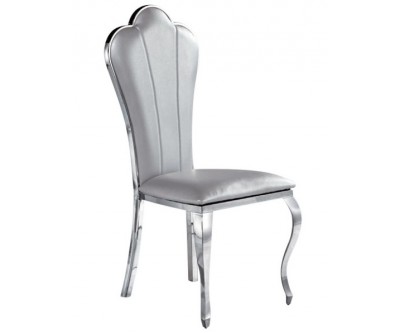 Chaises design pied baroque en inoxydable poli gris ZITA