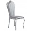 Chaises design pied baroque en inoxydable poli gris ZITA