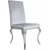 Chaises design pied baroque en inoxydable poli gris SIESTA