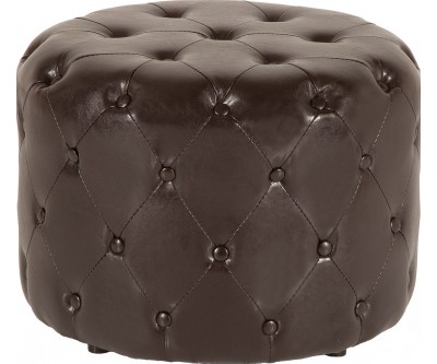 Pouf chesterfield 60cm café noir rond