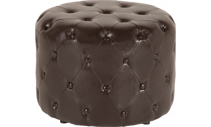 Pouf chesterfield 60cm café noir rond