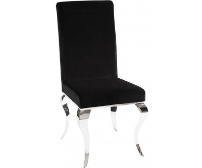 Chaises design pied baroque en inoxydable poli noir SIESTA