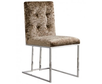 Chaises design en inoxydable poli et recouvrement en tissu beige MAXDIVANI