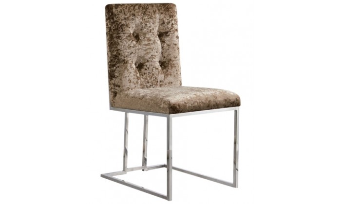 Chaises design en inoxydable poli et recouvrement en tissu beige MAXDIVANI