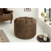 Pouf chesterfield 60cm brun antique rond