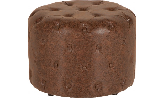 Pouf chesterfield 60cm brun antique rond