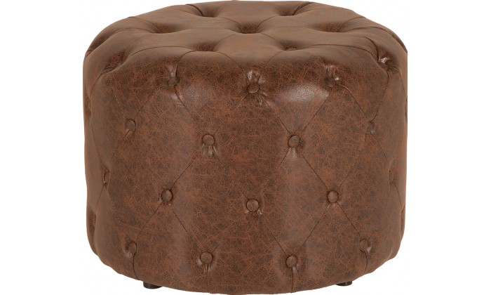 Pouf chesterfield 60cm brun antique rond