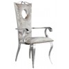 Fauteuille chaises design pied baroque en acier inoxydable poli en velours gris ELODILUX