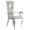 Fauteuille chaises design pied baroque en acier inoxydable poli en velours gris ELODILUX