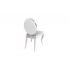 Chaises design pied baroque en acier inoxydable poli et recouvrement en velours gris BARONELI