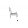 Chaises design pied baroque en acier inoxydable poli et recouvrement en velours gris BARONELI