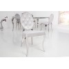 Chaises design pied baroque en acier inoxydable poli et recouvrement en velours gris BARONELI