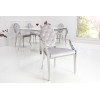 Fauteuille avec accoudoirdesign pied baroque en acier inoxydable poli et recouvrement en velours gris BARONELI