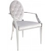 Fauteuille avec accoudoirdesign pied baroque en acier inoxydable poli et recouvrement en velours gris BARONELI