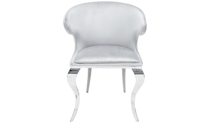 Fauteuille avec accoudoirdesign pied baroque en acier inoxydable poli et recouvrement en velours gris ROCOCO