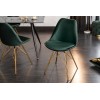 Chaise de salle à manger design scandinavia  velours vert foncé pieds gold  MODILUX