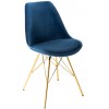 Chaise de salle à manger design scandinavia  velours blue foncé pieds gold  MODILUX