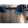 Chaise de salle à manger design scandinavia  velours blue foncé pieds gold  MODILUX
