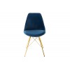 Chaise de salle à manger design scandinavia  velours blue foncé pieds gold  MODILUX