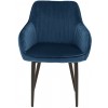Chaise de salle à manger design avec accoudoir blue royal velours DOWNTON
