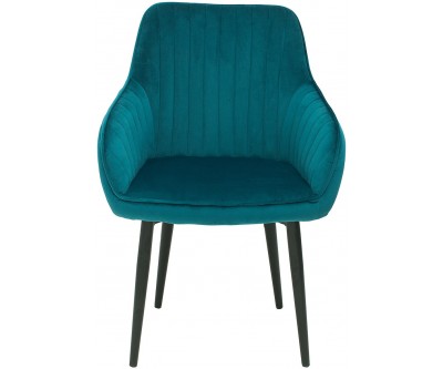 Chaise de salle à manger design avec accoudoir turquoise velours DOWNTON
