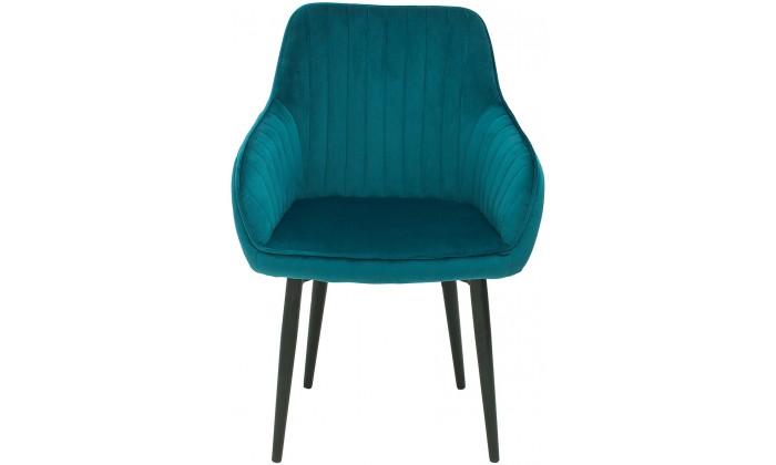 Chaise de salle à manger design avec accoudoir turquoise velours DOWNTON