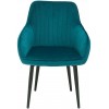 Chaise de salle à manger design avec accoudoir turquoise velours DOWNTON