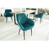 Chaise de salle à manger design avec accoudoir turquoise velours DOWNTON