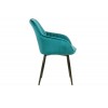 Chaise de salle à manger design avec accoudoir turquoise velours DOWNTON