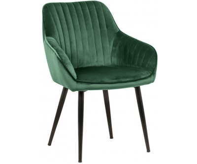 Chaise de salle à manger design avec accoudoir vert velours DOWNTON