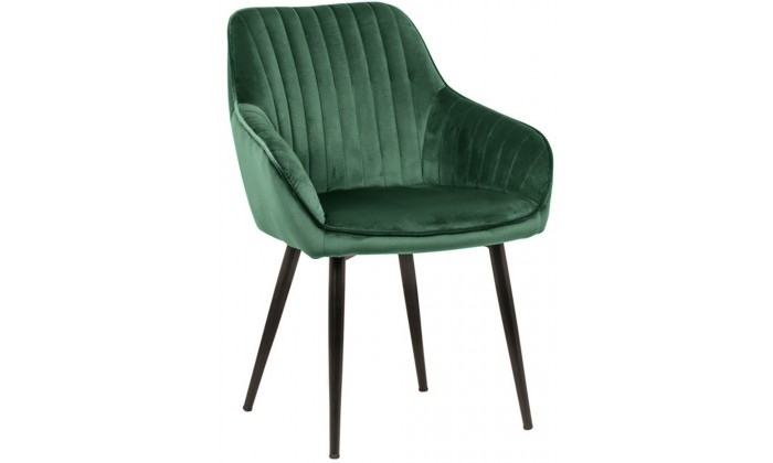 Chaise de salle à manger design avec accoudoir vert velours DOWNTON