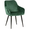 Chaise de salle à manger design avec accoudoir vert velours DOWNTON