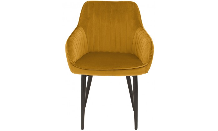 Chaise de salle à manger design avec accoudoir jaune moutarde  DOWNTON