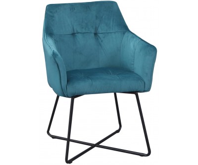 Chaise de salle à manger design avec accoudoir fauteuil en velours turquoise HERE