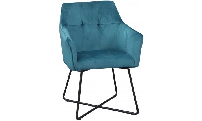 Chaise de salle à manger design avec accoudoir fauteuil en velours turquoise HERE