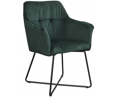 Chaise de salle à manger design avec accoudoir fauteuil en velours vert HERE