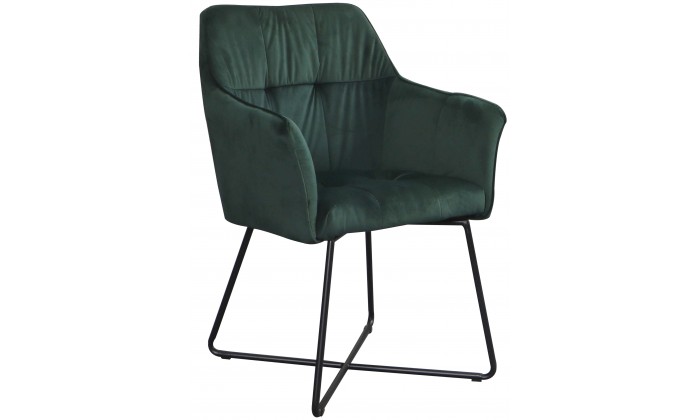 Chaise de salle à manger design avec accoudoir fauteuil en velours vert HERE