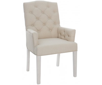 Fauteuille chaise capitonnée avec accoudoirs beige SCOTTY