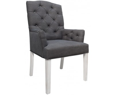 Fauteuille chaise capitonnée avec accoudoirs gris SCOTTY