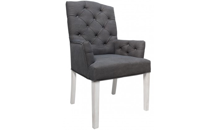 Fauteuille chaise capitonnée avec accoudoirs gris SCOTTY