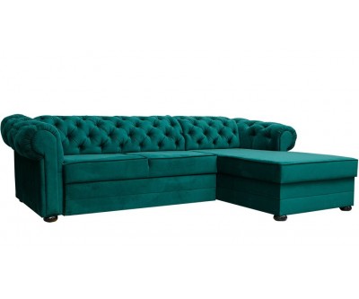 Canapé d'angle chesterfield velours convertible lit avec coffre BRITTICH